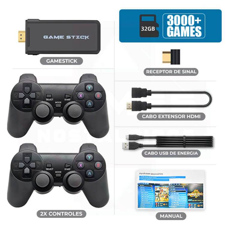 Vídeo Game Stick Retrô 4k HD 3500 jogos - AkiMania