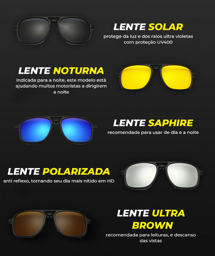 Óculos de Sol Multicor 6 em 1