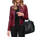 Jaqueta de Couro Feminina Zarah Moda Inverno Red Vine